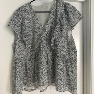 Madewell Ruffle-Sleeve Floral Peplum Top